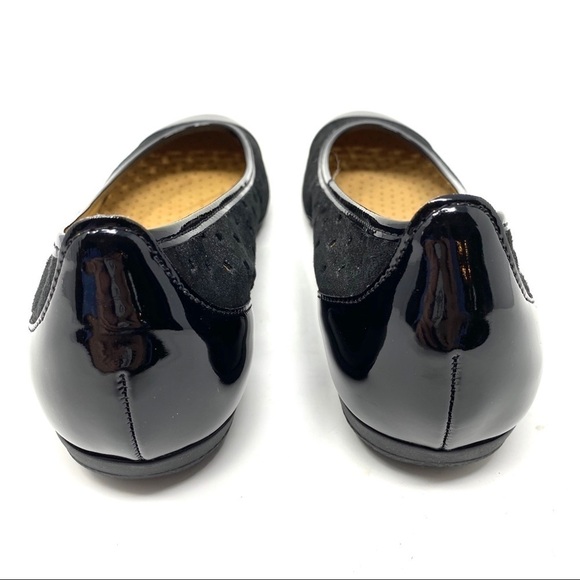 Gabor black shimmering leather laser cut flats - Picture 7 of 12